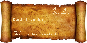 Kost Liander névjegykártya